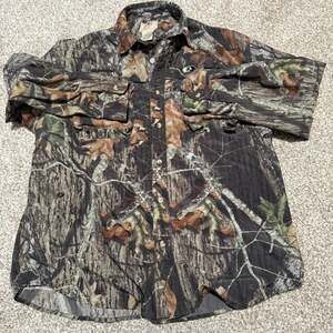 Mossy Oak Treklite Camo Button-Up Shirt, Men's XL — Long Sleeve Nylon Hunting Sh